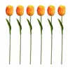 Flores decorativas 6 pçs tulipas artificiais buquê de casamento festa faça você mesmo arranjos de arte de flores simulação tulipa para decoração de casa