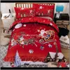 Sets 3D Merry Christmas Bedding Duvet Cover Red Santa Claus Comforter Bed Set Gifts Usa Size Queen King 3Qwju Ohnrk3205