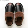 Slippers Men's winter leather slippers bedroom cotton slippers men's waterproof thick Plus velvet indoor warm house slippers Z230810