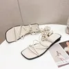 Sandália vintage com cadarço e bico aberto sexy confortável simples para mulheres 2023 verão estudante quadrado romano sapatos femininos