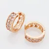 Dingle örhängen 585 Rose Gold Cute Big Micro Wax Inlay White Natural Zircon Circle Women Lovely Fashion Jewelry