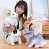 Stuffed Plush Animals Simulation Long Ears Realistic Rabbit Plush Toy Lifelike Animal Stuffed Doll Toys for Kids Girls Birthday Gift Room Decor