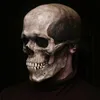 Party Masks 1Pcs Full Head Skull Mask Mouth Can Be Moved Halloween Horror Adult Skull Mask Haunted House Props Movable Jaw Latex Mask 230809