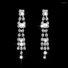 Necklace Earrings Set Luxury Long Tassels Jewelry Pearl Earing Crystal Zircon Wedding Bridal For Women Bijoux Mariage Zestaw