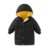 Jackor Vinter New Girls 'Medium Length Down Jacket 3-12 Year Old Boys' Baby Colorful Hooded Cotton vadderad jacka Plysch varm kappa R230810