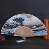 Kinesiska stilprodukter kinesiska japanska vintage bambu fällbara fan färgglada landskap japansk stil hand fan party bröllop dans konst hantverk hem dekor r230810