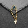 Pins Brooches 5 pcs/lot Jesus Brooches for Women New Design Alloy Beads Pendant 8 Picture Broches Christian Virgin Mary Cross Pins Jewelry HKD230807