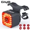 Rower Lights Giyo Smart Bcycle Hamule Light Tail Tylne USB Lampka Rowerowa Lampa rowerowa Auto Stop Zatrzymanie LED