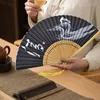 Chinese Style Products Chinese Folding Fan Wooden Shank Classical Dance Handheld Fan High Quality Tassel Home Craft Party Decoration Ornament