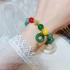 Strand Etnische Geweven Hand Touw Kwastje Groene Kalebas Emerald Armbanden Jade Armbanden Kraal Vrouwelijke Ketting Vrouwen