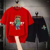 Herrspår 2023 Summer T-shirt Beach Shorts Set 3D Printed Teddy Bear Top Luxury Breattable Sportswear Casual Two-Piece