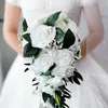 Fleurs décoratives YOMDID cascade mariage mariée Bouquet demoiselle d'honneur attachée à la main fleur artificielle décor maison fête approvisionnement Floral européen