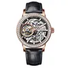 Designer Watches Men Bezel armbandsur Dial Diamond Mechanical Skeleton äkta läder Tourbillon Manual-Wind ly