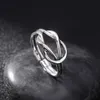 Band Rings Real Silver 925 Thai Silver Concentric knot Ring Band Retro Weave Braid Cross Link Chain S925 Ring Bands Jewelry (HY)