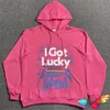 Женские толстовка толстовок FW Pink Vetements Lucky Hoodie Men Women 1 Red Hoody Vintage Wash vtm негабаритные пулы 230809