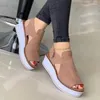 Strap Shoes Buckle Sandals Wedges Ladies Peep Toe Casual Shower for Women Slides 26323