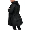 남자 트렌치 코트 남자 더블 가슴 윈드 브레이커 세련된 긴 코트 슬림 가을/겨울에 적합합니다.