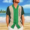 Camicie eleganti da uomo Camicia hawaiana da uomo Geometria collo cubano Camicia nera Stampa 3D Camicia casual da uomo a maniche corte T-shirt da spiaggia da uomo 230809