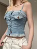 Women's Tanks Chic And Alluring Y2K-Inspired Backless Denim Corset Top With Push-Up Bustier Tie-Up Camisole For Women S Streetwear