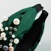 Fabric Headband with pearl Hair Bands Women Hair Hoop Fashion Hair Accessories Yellow/Green/Black/Pink