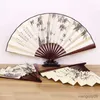 Produtos de estilo chinês 10 polegadas vintage leque de mão chinês imitação mogno bambu seda dobrável leque antigo tang hanfu cosplay leque de dança decoração de casa