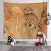 Tapestries söt uggla tapestry vägg hängande en uggla skydd från regnet under svamp konst mystic kawaii rum dekor rum bakgrund r230810