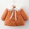 Jackets Girls jacket sweet style autumn and winter thickened cotton jacket girl lace sequin bow plus cotton warm thickened jacket R230810