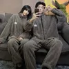 Women's Sleepwear Autumn Winter Warm Flannel Zipper Couple Pajamas Set Women Family Pijama Male Home Clothes Casual Men Pyjamas