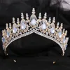 Wedding Hair Jewelry Princess Crown Royal Queen Green Crystal Tiaras Bride Headwear Baroque Retro Bridal Head Accessories 230809