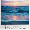 Tapestries Ocean Sunset Tapestry Tropical Coastline Landscape Wall Hanging Sea Beach Wave Tapestries Vägg filt Tyg hem sovrum dekor R230810