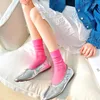 Femmes chaussettes été couleur bonbon ultra-mince Tube moyen longue mode Transparent plaine décontracté doux pour la tendance