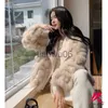 Kvinnorjackor Kvinnor Faux Mink Fur 3D Hårbollar Rocken Vinter ned krage Imitation Fox Fur Bomber Jacket Fluffy Cardigan Lace Up Furry Tops J230810