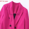 Kvinnorjackor FP för att älska kvinna Rose Red Long Sleeve Fashion Outfit Spring and Autumn Double Breasted Lapel Straight Chic Retro Long Coat J230810