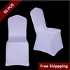 50PC White Polyester Spandex Wedding Chairs Covers for Ceremony Event Folding el Banquet Seat Cover New Universal Size Chair Sl2630