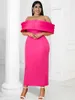 Plus Size Dresses ONTINVA Party 4XL Off Shoulder Fuchsia Sheath Long Prom Evening Cocktail Wedding Guest Outfits For Women