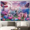 Tapisserier Castle Tapestry Tree and River in Fantasy Forest Wall Hanging Fairy Tale Tapestries for Kids Bedroom Living Room Dorm Wall Decor R230810