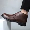 Boots Stylish Men's Casual Shoes Genuine Leather Men Military Tactical Lace-Up Winter 2023 Comfortable For