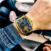 Zegarek na rękę na rękę ze ręką ze ręką skórzane zegarki mechaniczne Mężczyzn Wodoodporny sport Montre Homme -Sale Produkt