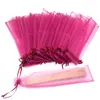 100PCS Wedding Party Gift Bag Hand Fan High Quality Silk Bag Organza Gift Bag 6x26Fan Bundle Jewelry Gift Packaging