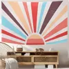 Wandtapijten Vintage Zon Tapijt Bohemen Muur Hangend Regenboog Zonsopgang Zonsondergang Abstracte Kunst Hippie Decor voor Slaapzaal Woonkamer Kinderkamer Slaapkamer