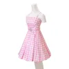 Theme Costume Movie Barbi Costume For Women Adult Kids Sexy Pink Plaid Sleeveless Princess Dresses Halloween Party Role play Costume 230809