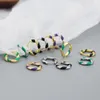 925 Sterling Silver Statement Color Spiral Emamel Huggies Hoop Earrings for Women Fashion Elegant European Clip Smycken