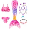 Special Occasions Fantasy Children Mermaid Tails Swimming Party Cosplay Costumes Halloween Little Girls Swimsuit Bikini Set Bathing Suit 230810