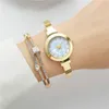 Otros relojes de lujo para mujer Marcas Pulsera Shellface Simple con diamante Reloj de cuarzo Niñas Brazalete de acero inoxidable Vestido Reloj 230809