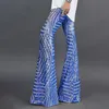 Spodnie damskie Capris Summer For Women Net Mash Mashing Błyszcząca wysoka talia Flearne spodnie Disco Dance Długie żeńskie spodnie 230809