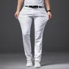 Mens Jeans Brother Wang Men White Fashion Casual Classic Style Slim Fit Soft Trousers Mane Brand Advanced Stretch Pants 230810