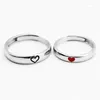 Cluster Rings Cute Heart Pairing Couple Lovers For Men Women Silver Color Adjustable Open Finger Romântico Jóias Acessórios