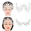 Bröllopshår smycken Fashion Silver Plated Leaf Tassel Accessories for Women Star Flag Flow Moon Shape Ethnic HeadDress Headpiece 230809