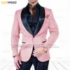 Herrenanzüge Blazer Luxus Herrenanzüge Slim Fit Jacquard Blazer Hochzeit Bräutigam Smoking Set Maßgeschneiderte Abendmode Schal Revers Jacke Hose 2 Stück 230809