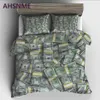 Ahsnme dekoration dollar pengar sängkläder set av hög definition tryckt täcke för ru au eu king dubbel storlek marknad jogo de cama270v